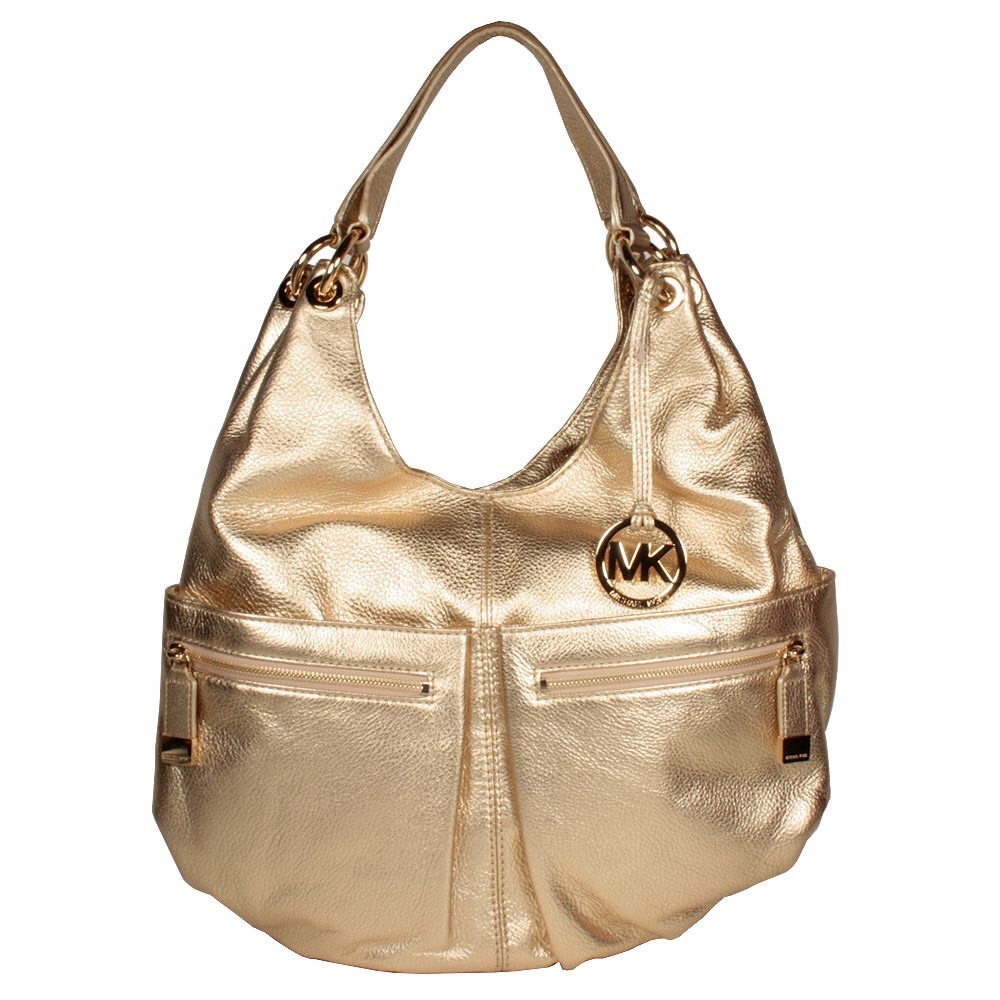 Michael Kors Layton pale gold metallic hobo bag